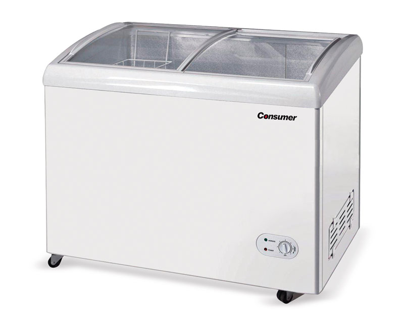 Congelador horizontal tapa de vidrio curvo, 400 L